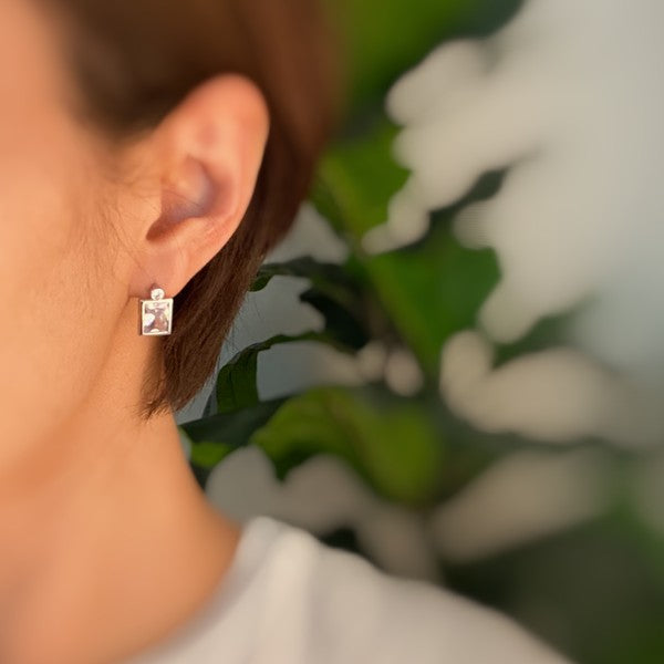 Sparkly Square Stud Earrings