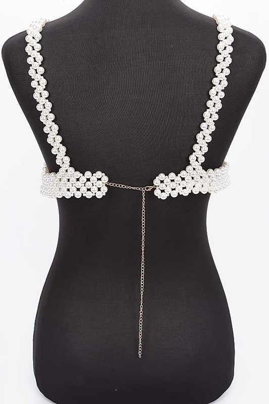 Faux Pearl Braided Bra Top