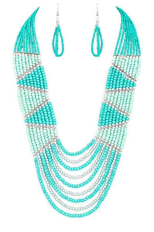 Seed Beads Mix Color Layer Necklace Set