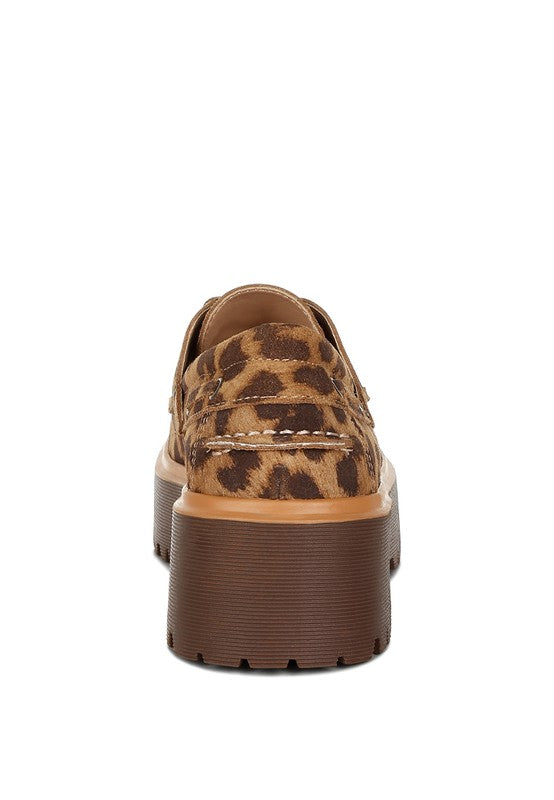 Onglur Leopard Print Suede Oxford Loafers