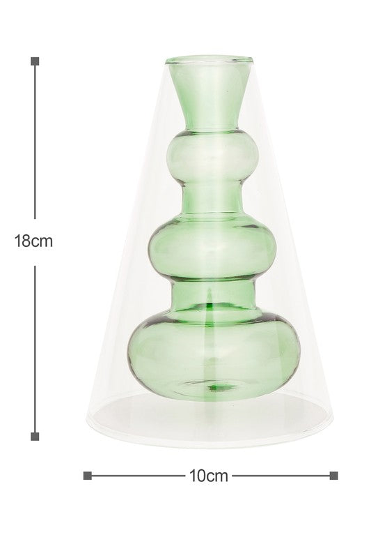 Double Layer Transparent Glass Vase 3 pcs/set