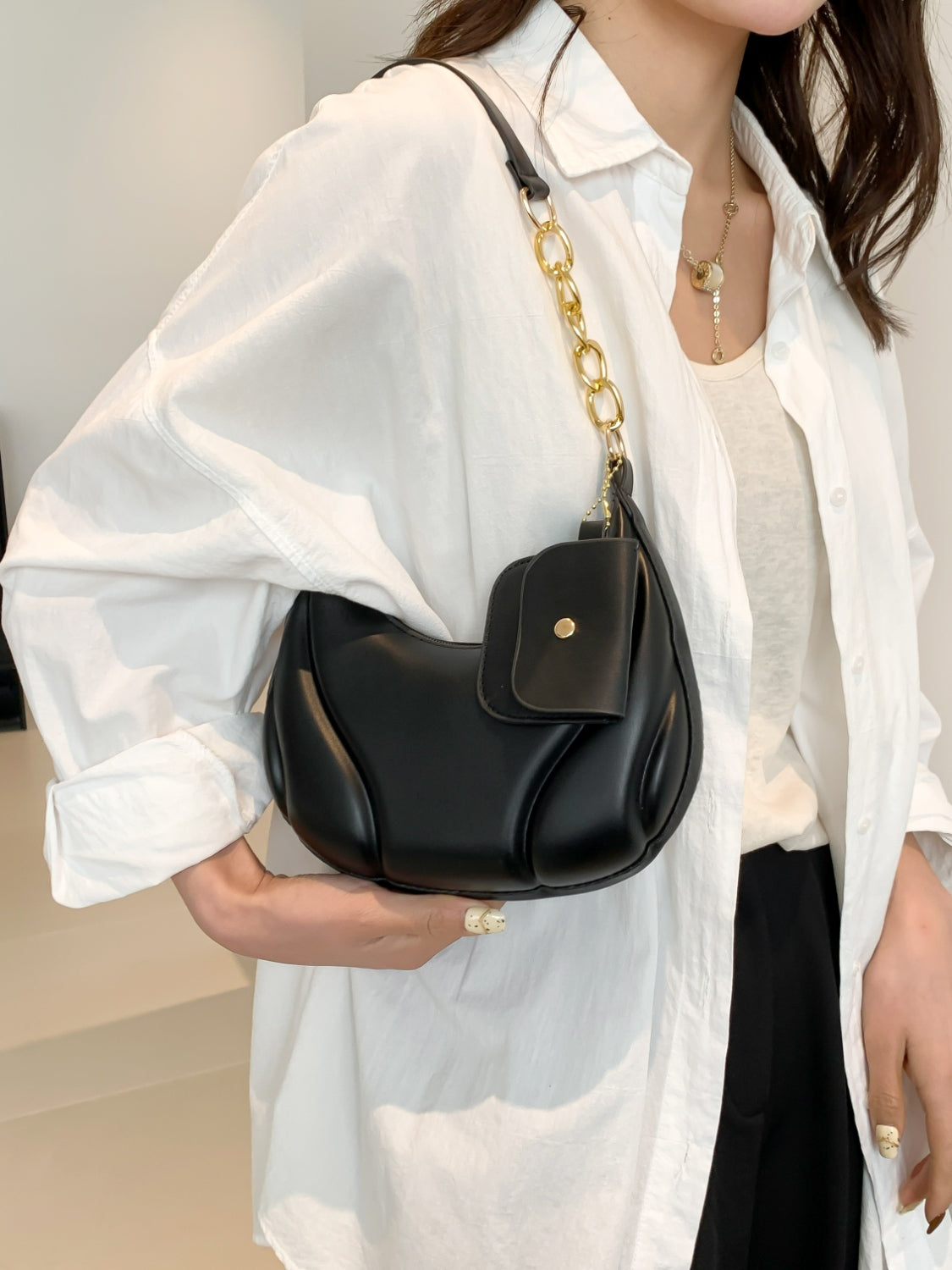 PU Leather Shoulder Bag with EarPods Bag