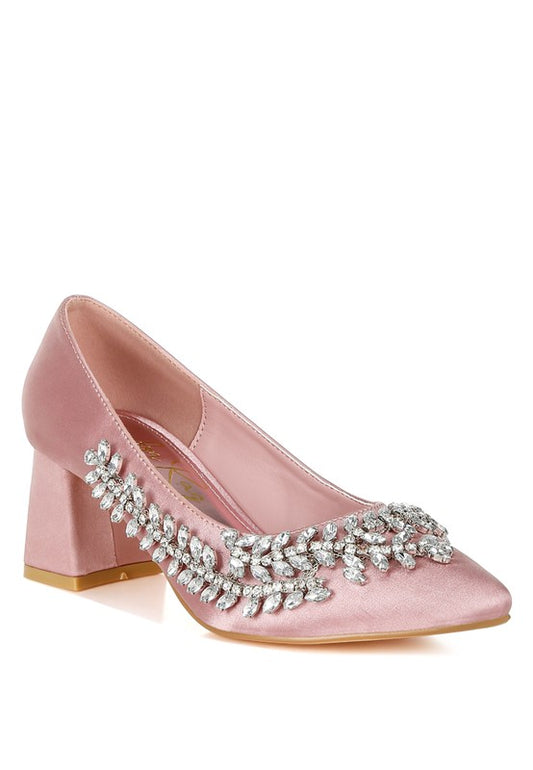 Abatina Satin Diamante Embellished Pumps