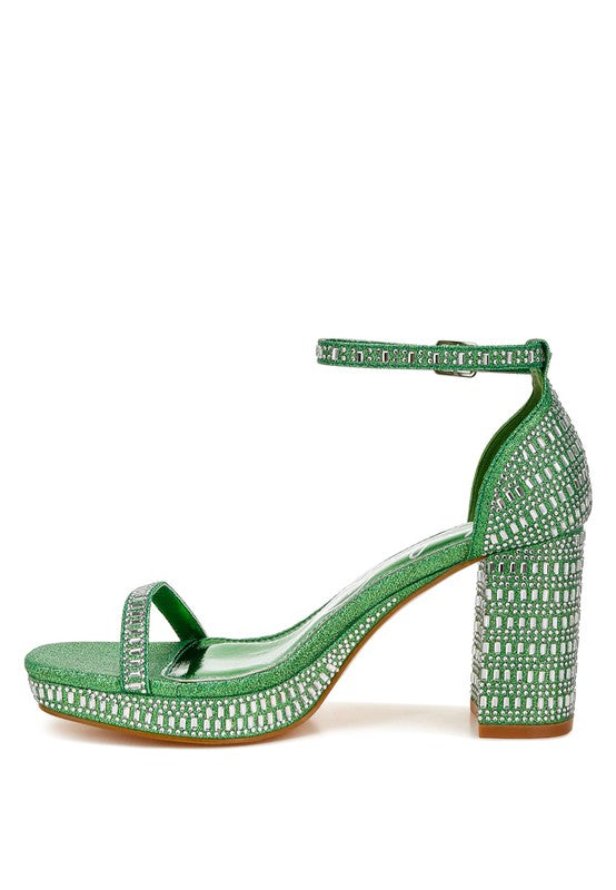 Ronan Rhinestones Embellished Block Sandals