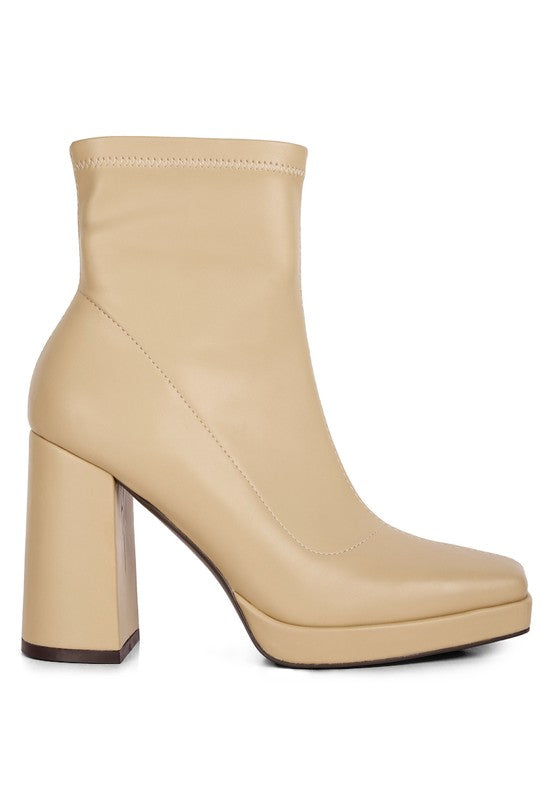 Tintin High Heeled Square Toe Ankle Boots